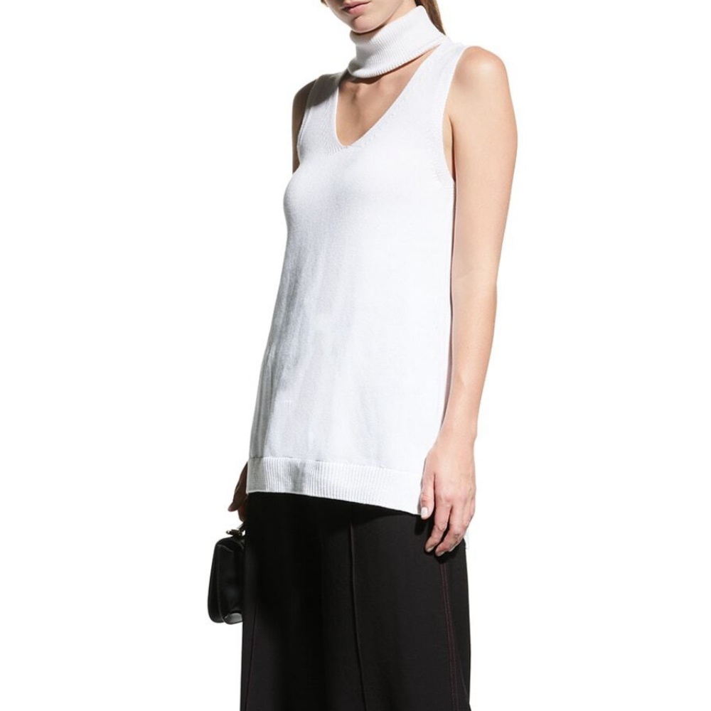 MILLY Sleeveless Cutout Turtleneck Tunic Cashmere Blend
